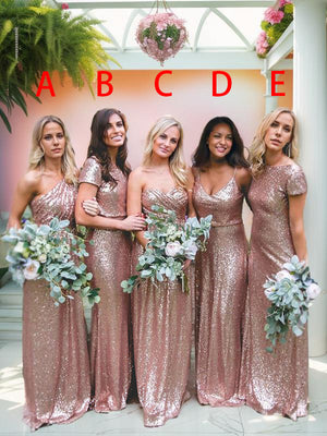 Sheath V-neck Sequin Sweep Train Sequins Bridesmaid Dress
