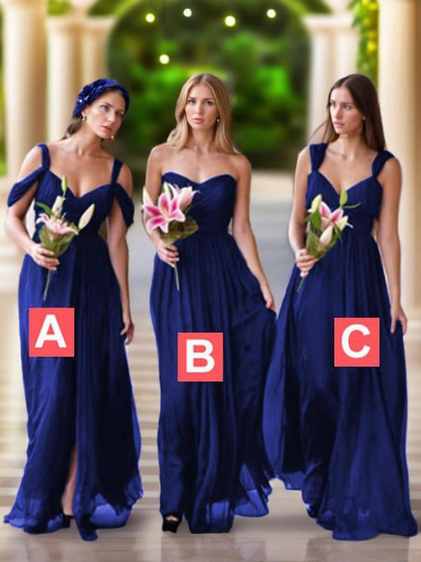 A-line Pleated Floor-Length Chiffon Bridesmaid Dress