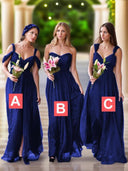 A-line Pleated Floor-Length Chiffon Bridesmaid Dress