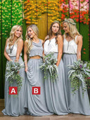 A-line V-neck Pleated Floor-Length Chiffon Bridesmaid Dress