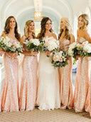 Sheath Sweetheart Sequin Sweep Train Sequins Bridesmaid Dress