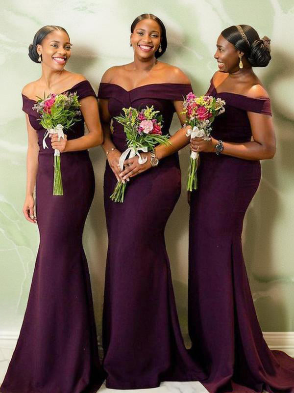 Sheath Sweetheart Pleated Sweep Train Stretch Crepe Bridesmaid Dress