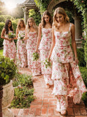 A-line Straps Sleeveless Ruffles Floor-Length Bridesmaid Dresses