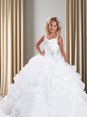 Ball-Gown Straps Beading Floor-Length Organza Flower Girl Dress