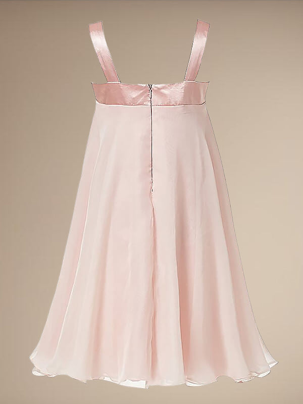 A-line Straps Flower Tea-Length Chiffon Flower Girl Dress