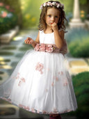 A-line Scoop Bow Floor-Length Tulle Flower Girl Dress