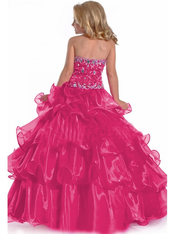 Ball-Gown Halter Beading Floor-Length Organza Flower Girl Dress