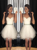 A-line Sweetheart Ruffles Short/Mini Tulle Dress