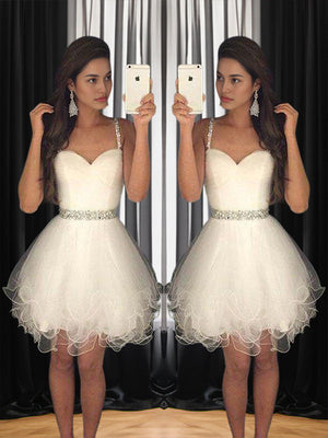 A-line Sweetheart Ruffles Short/Mini Tulle Dress