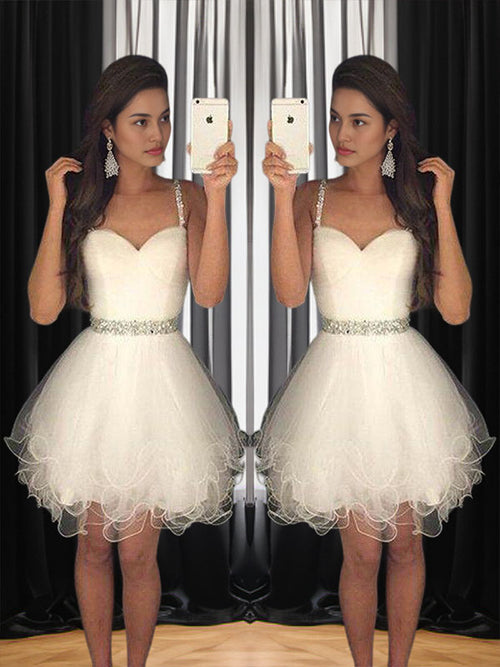 A-line Sweetheart Ruffles Short/Mini Tulle Dress