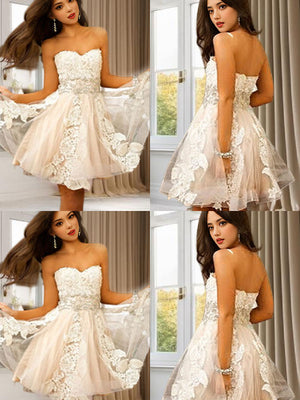 A-line Sweetheart Ruffles Short/Mini Tulle Dress