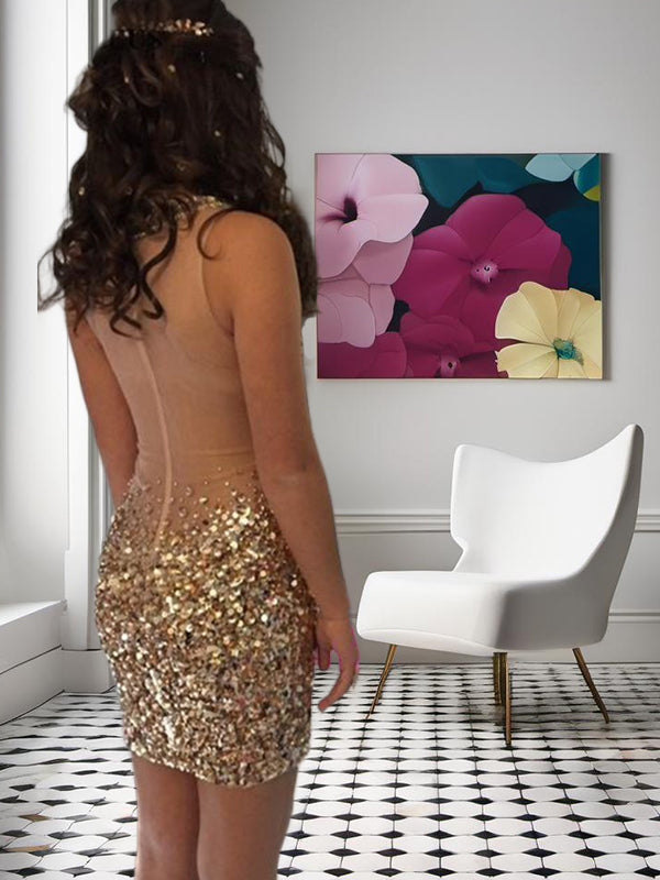 Sheath Bateau Beading Short/Mini Velvet Sequins Dress