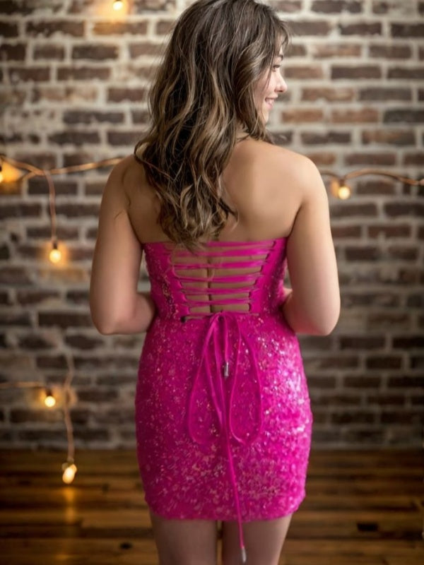 Sheath Sweetheart Sequin Short/Mini Corset Dress