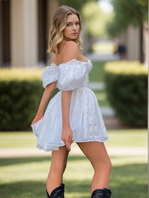A-line Sweetheart Ruffles Short/Mini Organza Dress