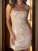 Sheath Spaghetti Straps Short/Mini Dress