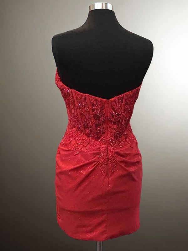 Sheath Sweetheart Appliques Lace Short/Mini Corset Dress