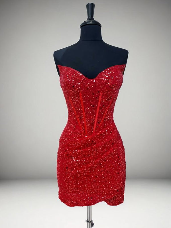 Sheath Sweetheart Sequin Short/Mini Corset Dress