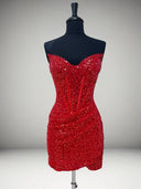 Sheath Sweetheart Sequin Short/Mini Corset Dress