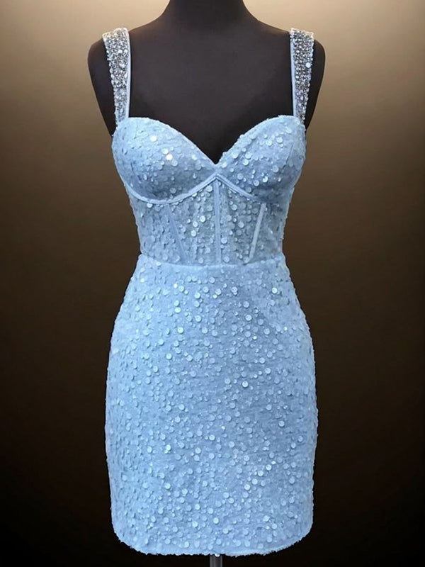 Sheath Sweetheart Sequin Short/Mini Corset Dress