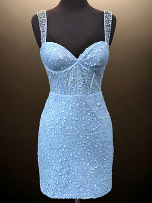 Sheath Sweetheart Sequin Short/Mini Corset Dress