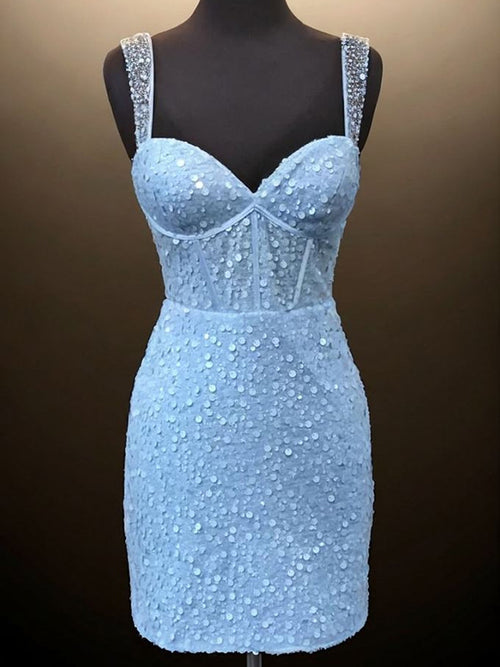 Sheath Sweetheart Sequin Short/Mini Corset Dress
