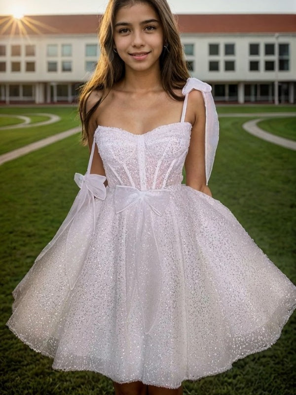 A-line Sweetheart Sequin Short/Mini Corset Dress