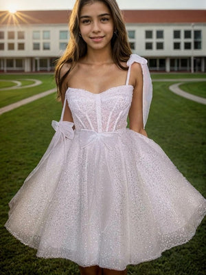 A-line Sweetheart Sequin Short/Mini Corset Dress