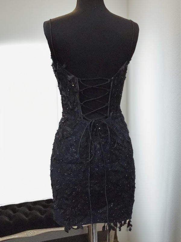 Sheath Spaghetti Straps Sequin Short/Mini Tulle Corset Dress