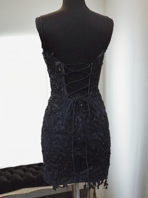 Sheath Spaghetti Straps Sequin Short/Mini Tulle Corset Dress