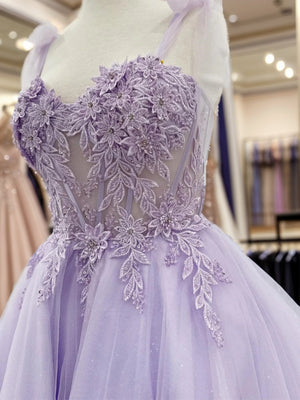 A-line Sweetheart Appliques Lace Short/Mini Tulle Corset Dress