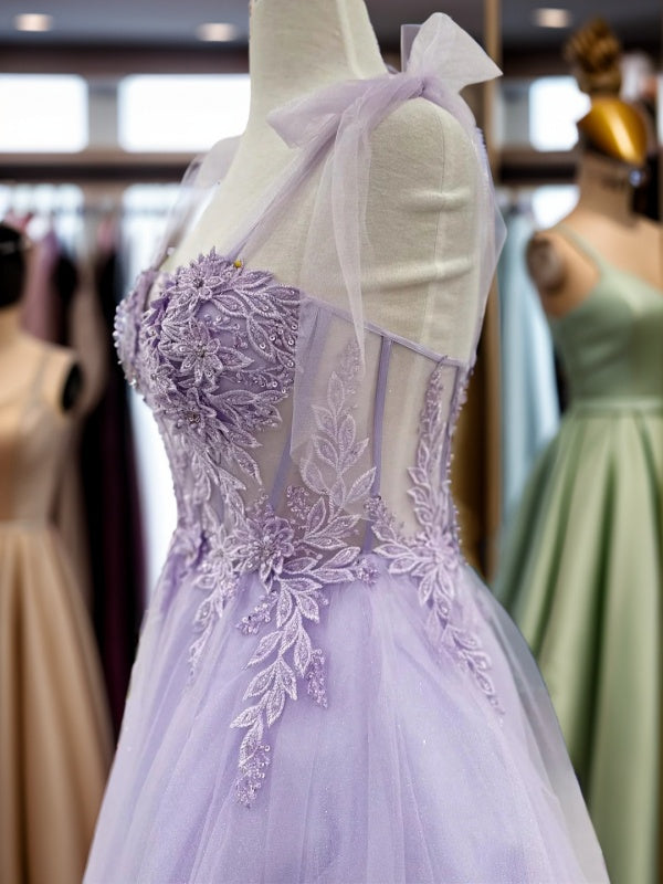 A-line Sweetheart Appliques Lace Short/Mini Tulle Corset Dress