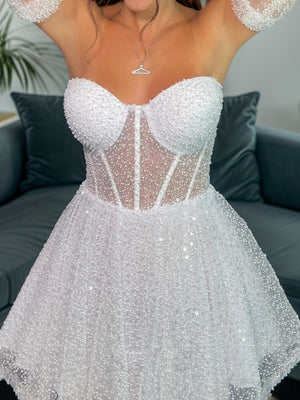 A-line Sweetheart Long Sleeves Short/Mini Corset Dress