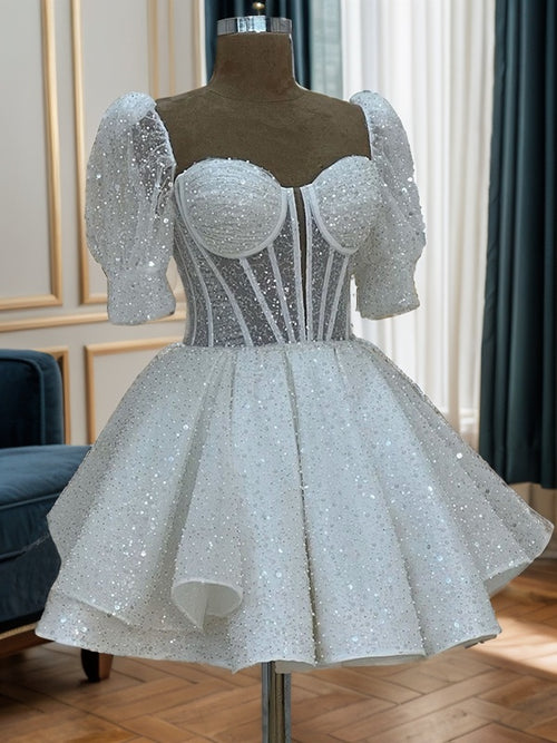 A-line Square Short Sleeves Short/Mini Corset Dress