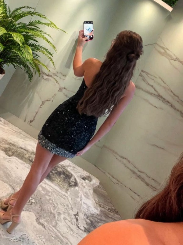 Sheath Sweetheart Sequin Short/Mini Corset Dress