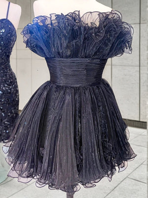 A-line Straight Ruffles Short/Mini Organza Dress