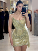 Sheath Straight Pleated Short/Mini Corset Dress