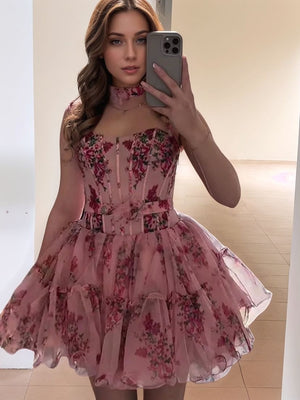 A-line Straight Ruffles Short/Mini Corset Dress