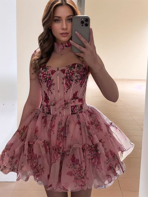 A-line Straight Ruffles Short/Mini Corset Dress
