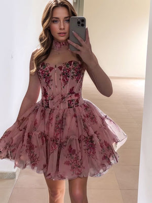 A-line Straight Ruffles Short/Mini Corset Dress