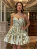A-line Sweetheart Pleated Short/Mini Corset Dress