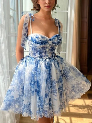 A-line Straps Ruffles Short/Mini Corset Dress