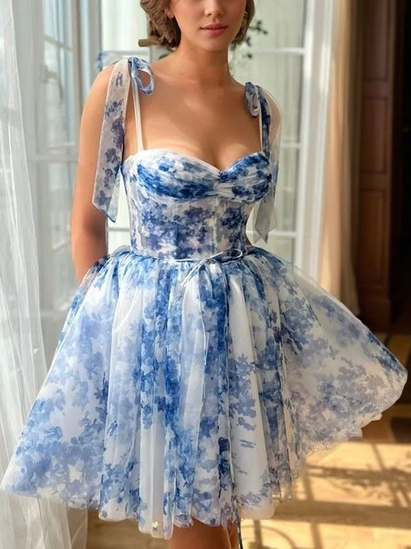 A-line Straps Ruffles Short/Mini Corset Dress