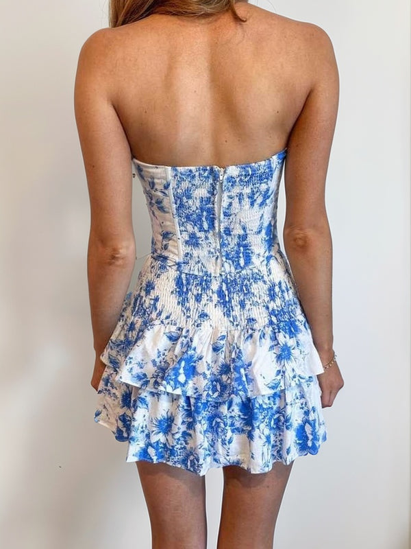 A-line Strapless Ruffles Short/Mini Corset Dress