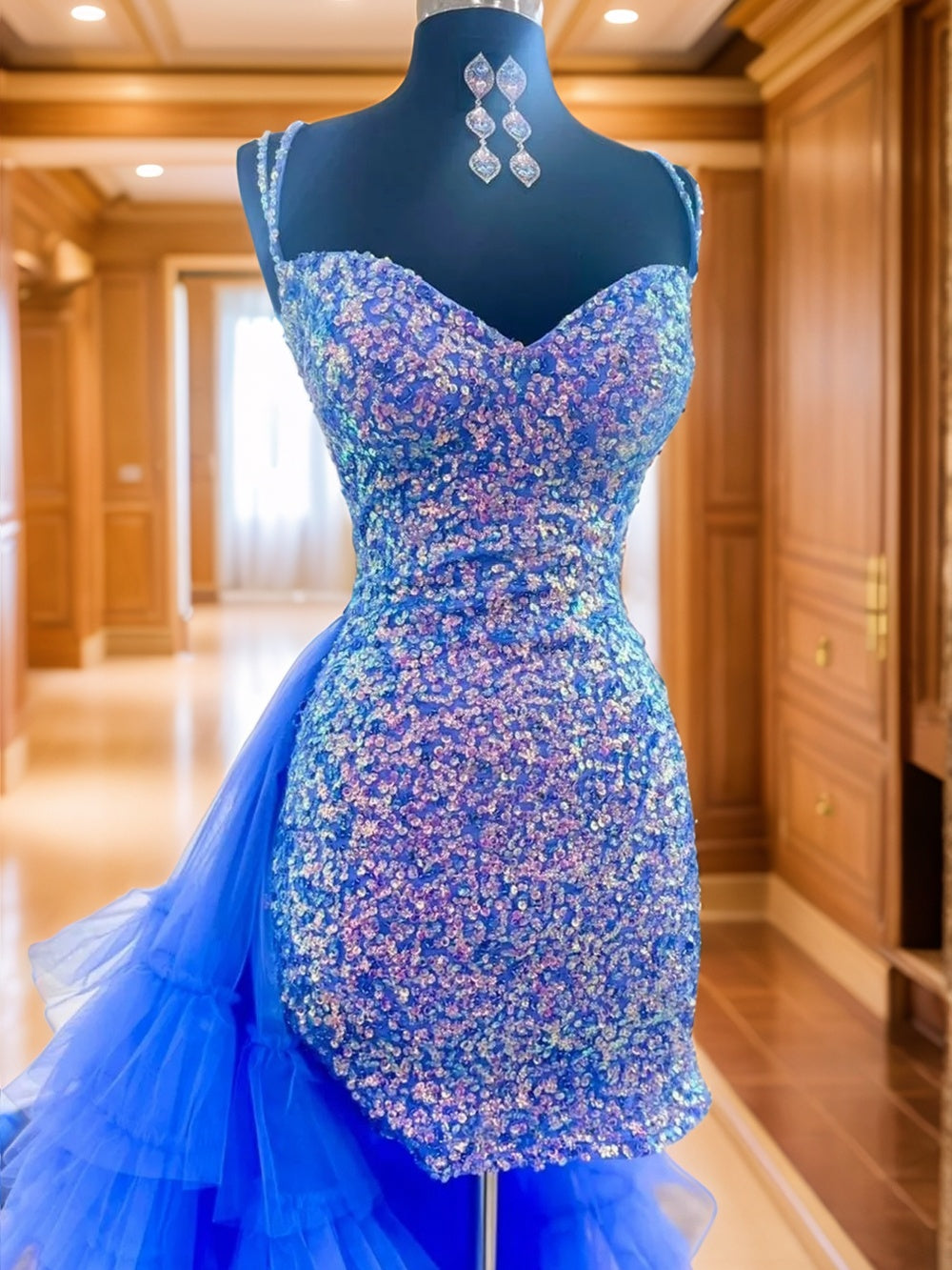 Sheath Sweetheart Sequin Short/Mini Tulle Dress