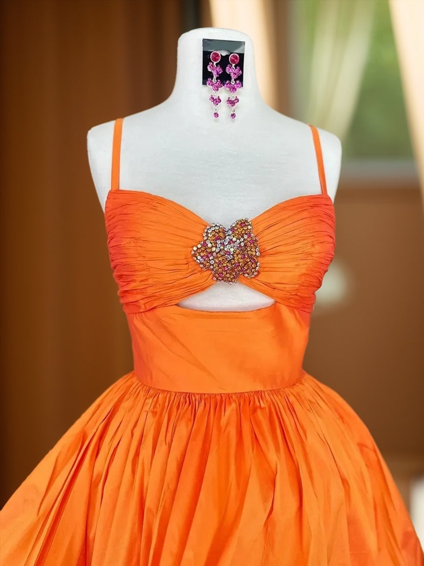 A-line Sweetheart Ruffles Short/Mini Taffeta Dress