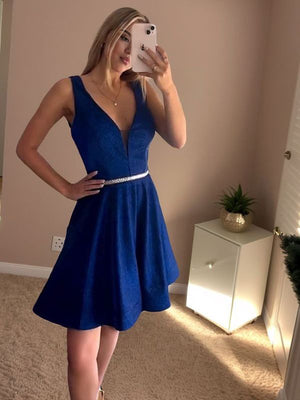 A-line V-neck Ruffles Short/Mini Dress