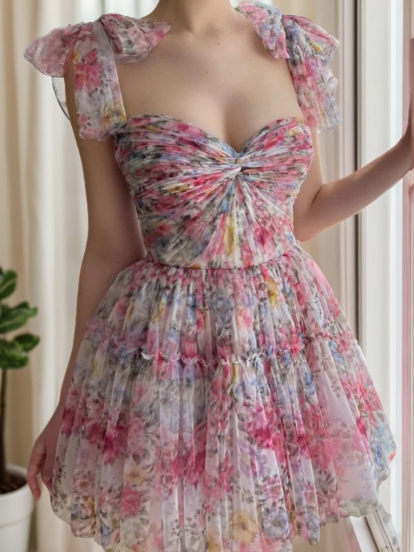A-line Sweetheart Ruffles Short/Mini Corset Dress
