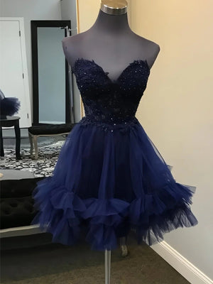 A-line Sweetheart Ruffles Short/Mini Tulle Corset Dress