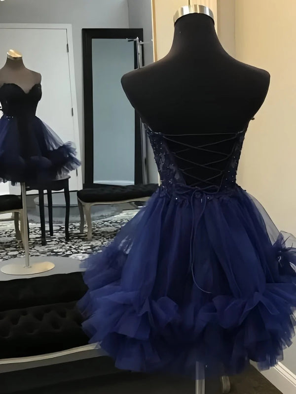 A-line Sweetheart Ruffles Short/Mini Tulle Corset Dress