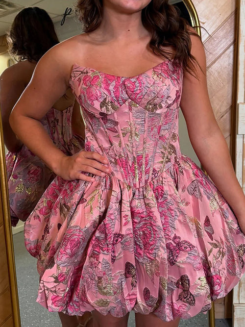 A-line Straight Ruffles Short/Mini Corset Dress
